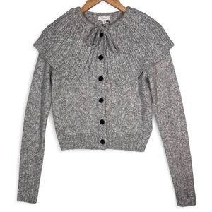 NWT A Loves A Gray Cropped Cardigan Size XS with Statement Collar